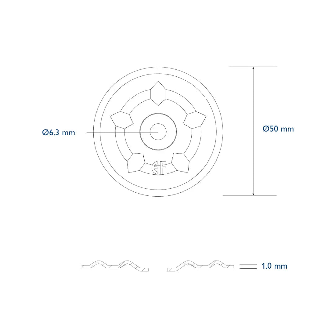 DVP-EF-5010N drukverdeelplaat - Aluzinc - Ø 50 mm